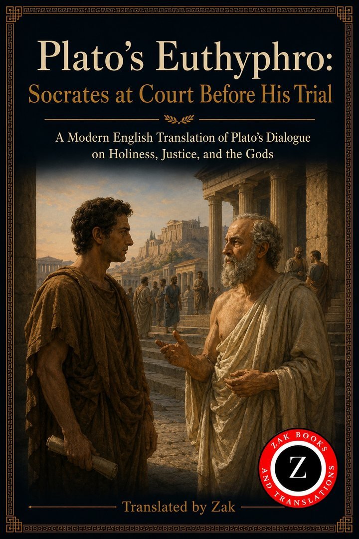 Cover of Plato’s Euthyphro: Socrates at Court Before His Trial (Modern English Translation): Plato’s Dialogue on Holiness, Justice, and the Gods