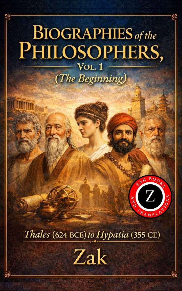 Cover of Biographies of the Philosophers, Vol. 1 (The Beginning): Thales of Miletus (624 BCE) to Hypatia (355 CE)